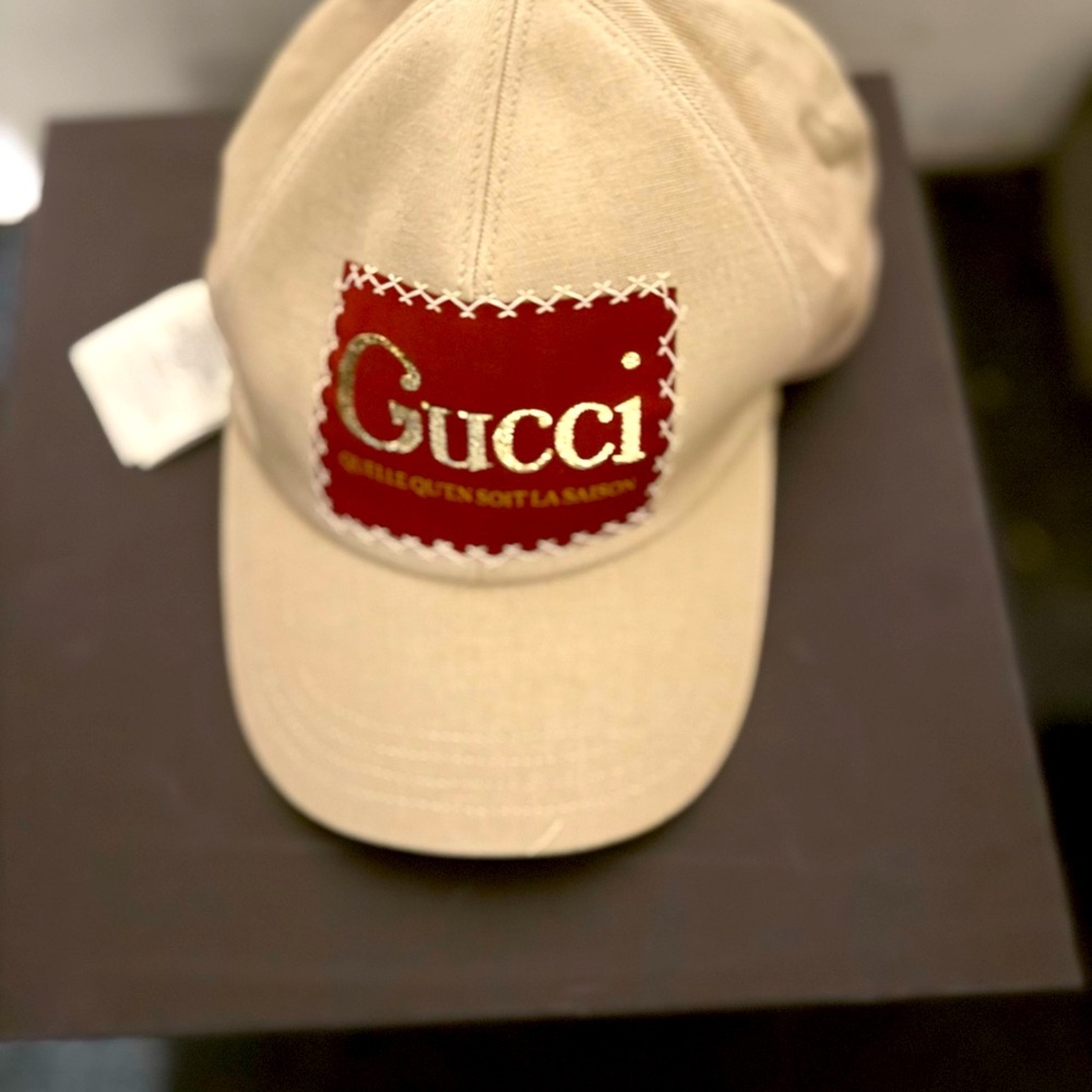 Gucci Tan Cap with Red Logo Patch